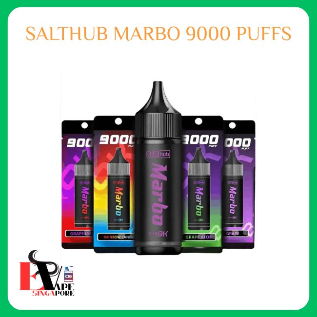 Salthub Marbo 9000 Puffs disposable vape for sale in Singapore – premium long-lasting e-cigarette from SG Vape Online with stylish orange and black design.
